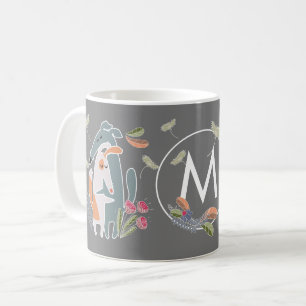 Monogramm Podenco Dog und Galgo Cartoon Grau Kaffeetasse