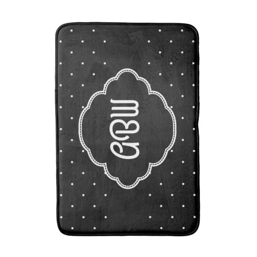 Monogramm | Polka Dots Badematte (Vorderseite Vertikal)