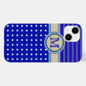 Monogramm, Polka-Punkte und Streifen Case-Mate iPhone Hülle (Rückseite (Horizontal))