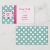 Monogramm-Polka-Punkte Visitenkarte (Vorne/Hinten)