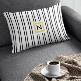 Monogramm Polyester-Kissen aus schwarzem und weiße Lendenkissen