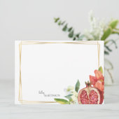 Monogramm Pomegranat Foliation Dankeskarte (Stehend Vorderseite)