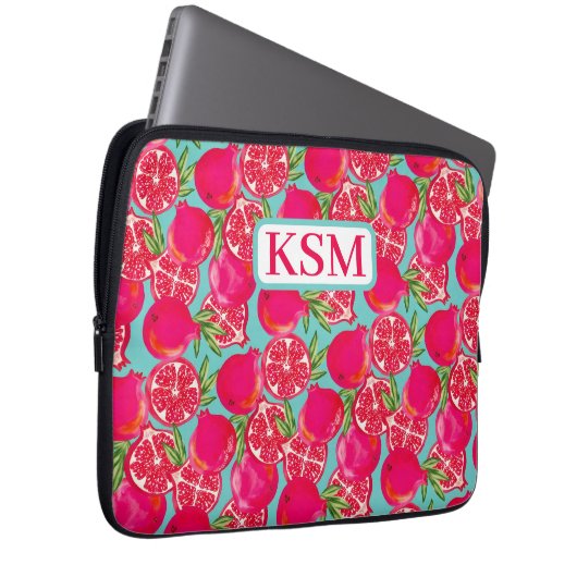 Monogramm Pomegranat Laptopschutzhülle (Vorne Rechts)