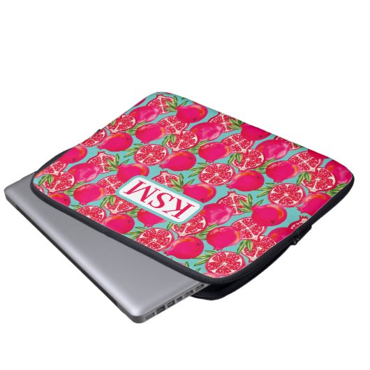 Monogramm Pomegranat Laptopschutzhülle (Vorne Knopf)