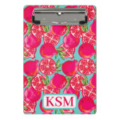Monogramm Pomegranat Mini Klemmbrett (Vorderseite)