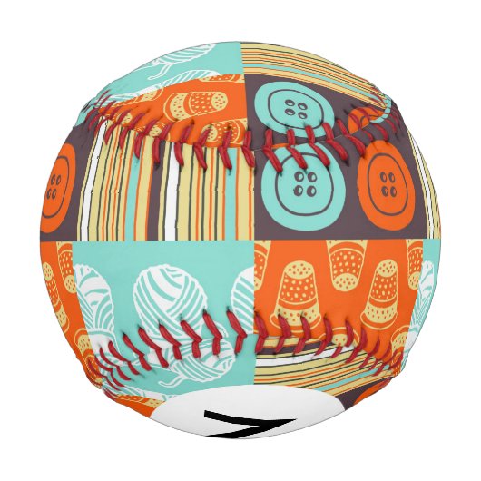Monogramm Pop-Art-Muster - Nähen Baseball (Rückseite)