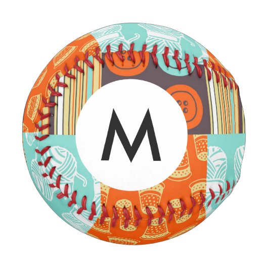 Monogramm Pop-Art-Muster - Nähen Baseball (Vorderseite Links)