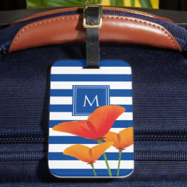 Monogramm Poppy Chic Blue Streifen Gepäckanhänger