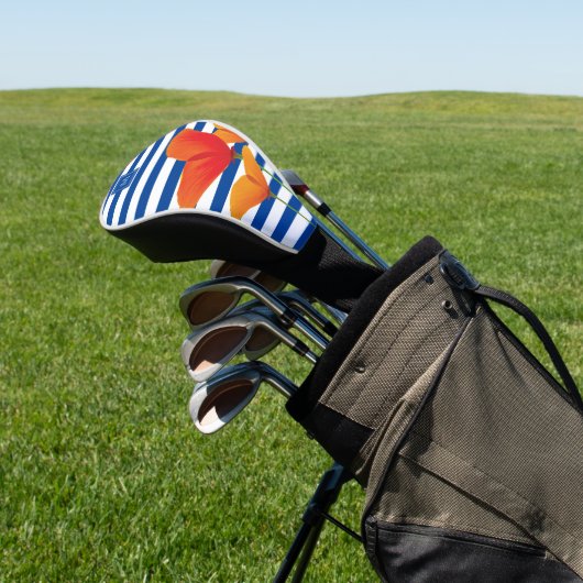 Monogramm Poppy Chic Blue Streifen Golf Headcover (In SItu)