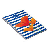 Monogramm Poppy Chic Blue Streifen Notizblock (Rechte Seite)