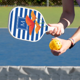 Monogramm Poppy Chic Blue Streifen Pickleball Schläger
