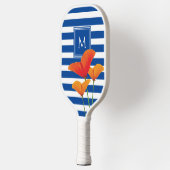 Monogramm Poppy Chic Blue Streifen Pickleball Schläger (Links)