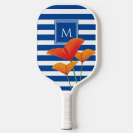 Monogramm Poppy Chic Blue Streifen Pickleball Schläger