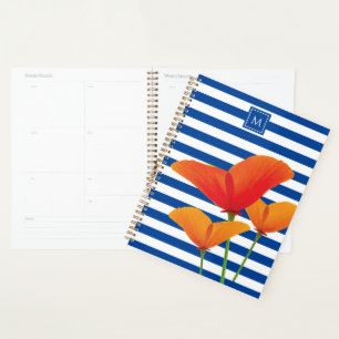 Monogramm Poppy Chic Blue Streifen Planer
