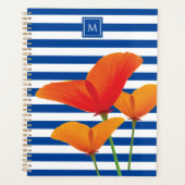 Monogramm Poppy Chic Blue Streifen Planer (Vorderseite)