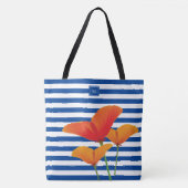 Monogramm Poppy Chic Blue Streifen Tasche (Vorderseite)