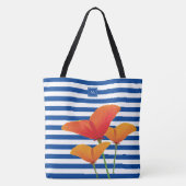 Monogramm Poppy Chic Blue Streifen Tasche (Rückseite)