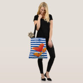 Monogramm Poppy Chic Blue Streifen Tasche (Am Model)