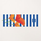 Monogramm Poppy Chic Blue Streifen Yogamatte (Vorderseite (Horizontal))