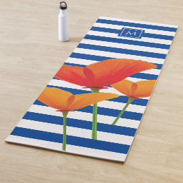 Monogramm Poppy Chic Blue Streifen Yogamatte