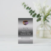 Monogramm, Potter, Keramik-Künstler, Metallic-Effe Visitenkarte (Stehend Vorderseite)
