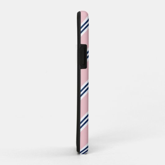 Monogramm Preppy Pink und Blue Stripes Case-Mate iPhone Hülle (Hinten/Rechts)