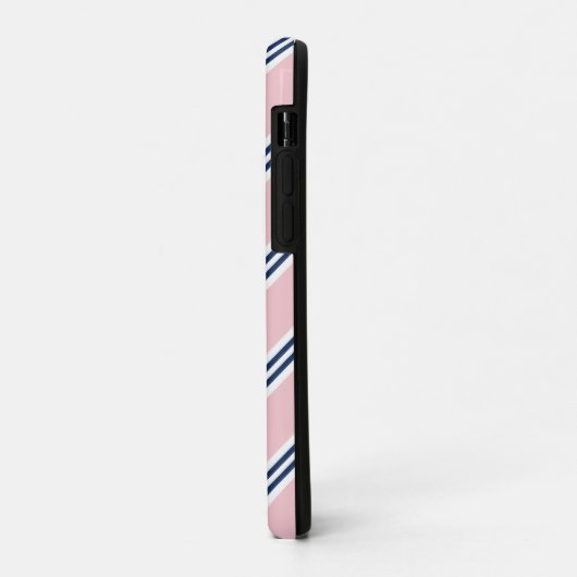 Monogramm Preppy Pink und Blue Stripes Case-Mate iPhone Hülle (Hinten/Links)