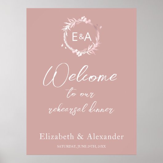 Monogramm Probe Dinner Begrüßung Schildkröte Poster (Vorne)