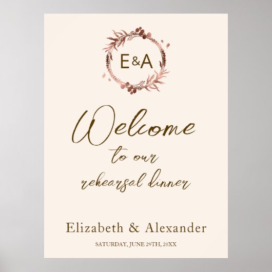 Monogramm Probe Dinner Begrüßung Schildkröte Poster (Vorne)