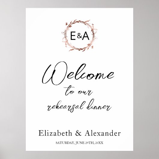 Monogramm Probe Dinner Begrüßung Schildkröte Poster (Vorne)