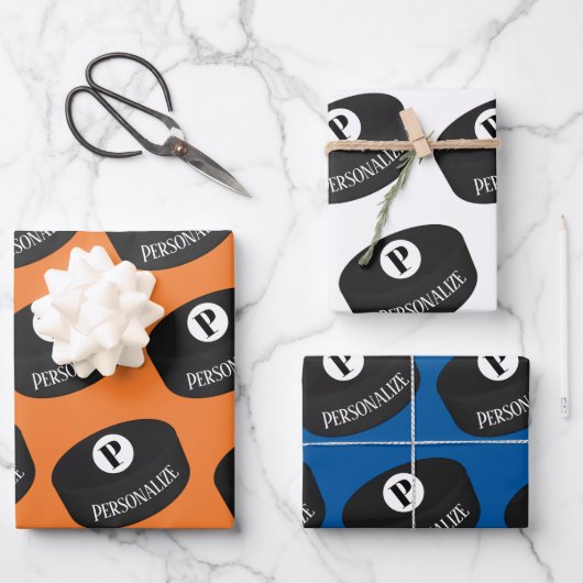 Monogramm-Puffer für Eishockeymnastik Geschenkpapier Set (Vorderseite)