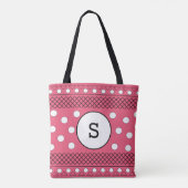Monogramm Punkte Muster Rosa Tasche (Rückseite)