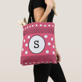 Monogramm Punkte Muster Rosa Tasche (Von Nahem)