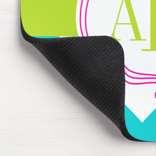 Monogramm-Punkte und Zickzack personalisiertes Mousepad (Ecke)