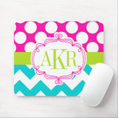 Monogramm-Punkte und Zickzack personalisiertes Mousepad (Mit Mouse)
