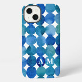 Monogramm-Punktmuster - blau und grün iPhone Hülle (Rückseite)