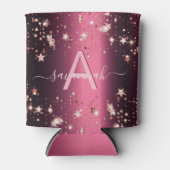 Monogramm Purpur Rosa Sterne Rose Goldname Dosenkühler (Vorderseite)