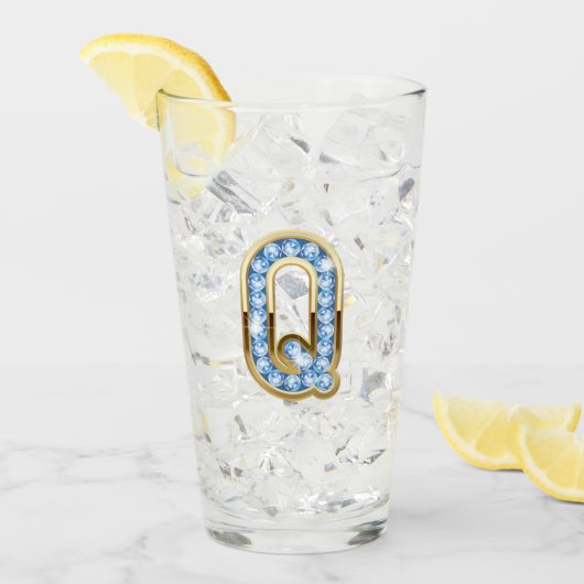 Monogramm Q - 16 oz Glas (Vorderseite Ice)