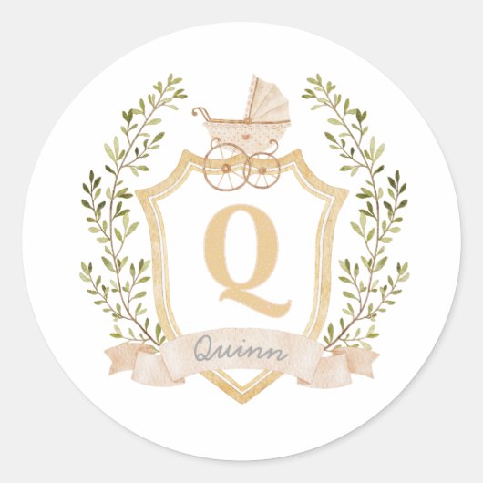 Monogramm Q | Neutral Runder Aufkleber (Vorderseite)