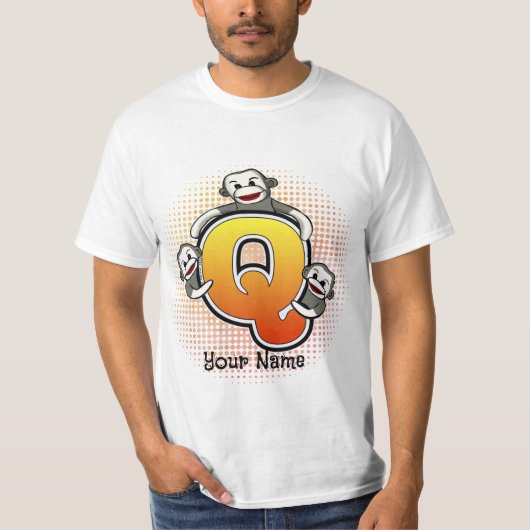 Monogramm Q Sock Monkey T-Shirt (Vorderseite)