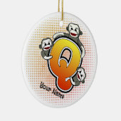 Monogramm Q Sockenaffe Keramik Ornament (Rechts)