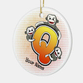 Monogramm Q Sockenaffe Keramik Ornament (Links)