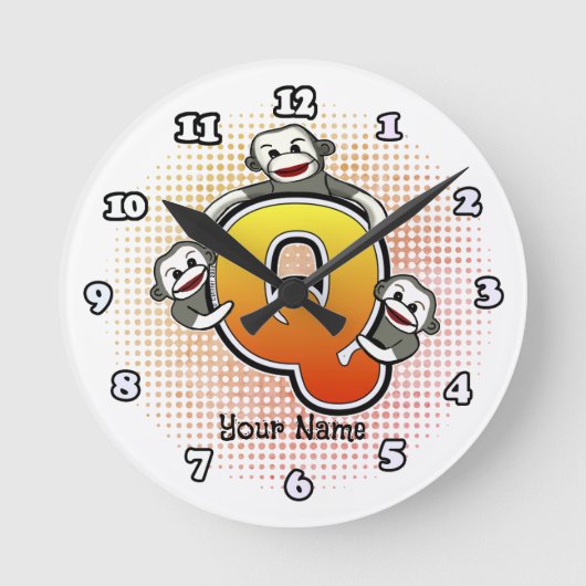 Monogramm Q Sockenaffe Uhr (Vorderseite)