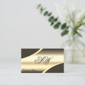 Monogramm QR-Code der Goldbraunen Kurven Visitenkarte (Stehend Vorderseite)