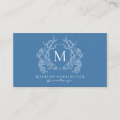 Monogramm QR-Code des französischen Blauen Wappen Visitenkarte (Vorderseite)