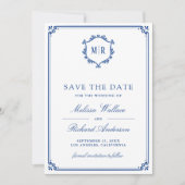 Monogramm QR-Code Foto Collage Königlich Blau Hoch Save The Date (Vorderseite)