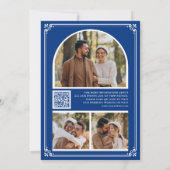Monogramm QR-Code Foto Collage Königlich Blau Hoch Save The Date (Rückseite)