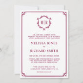 Monogramm QR-Code Foto-Collage Magenta Hochzeit Einladung (Vorderseite)
