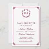 Monogramm QR-Code Foto-Collage Magenta Hochzeit Save The Date (Vorderseite)