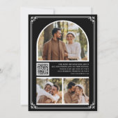 Monogramm QR-Code Foto-Collage Schwarze Hochzeit Save The Date (Rückseite)